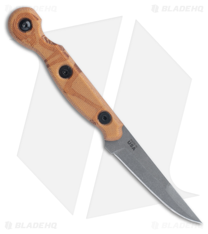 TOPS Knives El Pionero Fixed Blade Knife Tan Canvas Micarta (3.3" Stonewash)