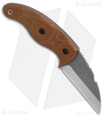 TOPS Knives Little Bugger Fixed Blade Knife Tan Canvas Micarta (2.3" Tumbled)