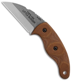 TOPS Knives Little Bugger Fixed Blade Knife Tan Canvas Micarta (2.3" Tumbled)