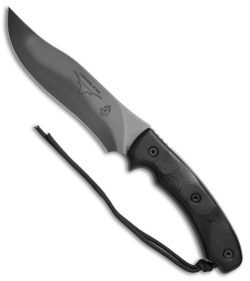 TOPS Knives Longhorn Bowie Fixed Blade Knife Black Micarta (6.75" Gray)