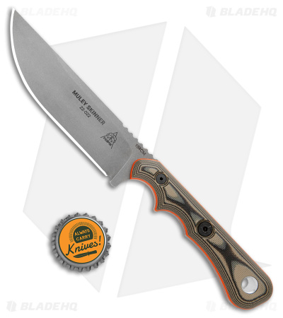 TOPS Knives Muley Skinner Fixed Blade Knife Black/Tan G-10 (4.5" SW) MSKIN-01