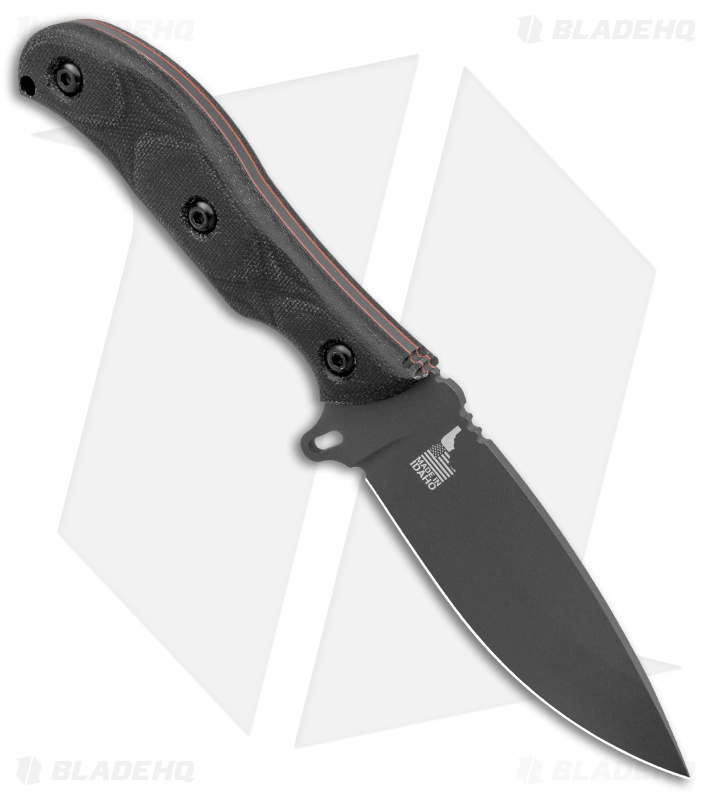 TOPS Knives Silent Hero 4 Fixed Blade Knife Black Smooth Micarta (4.25" Black)