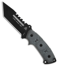 TOPS Knives Steel Eagle 105D Tanto Fixed Blade Knife + Saw (5.1" Black)