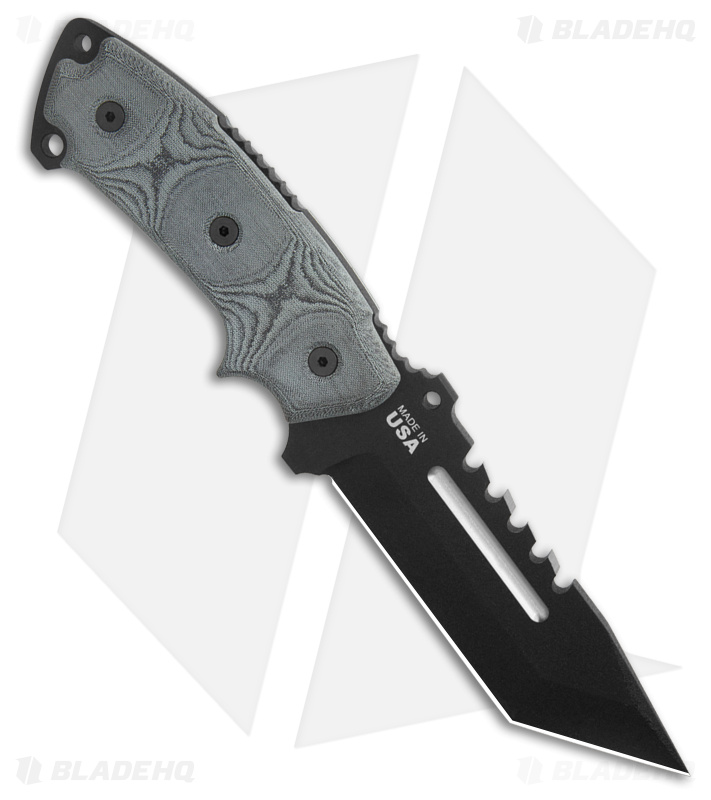 TOPS Knives Steel Eagle 105D Tanto Fixed Blade Knife + Saw (5.1" Black)