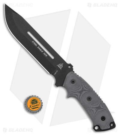 TOPS Knives Steel Eagle Large 107E Fixed Blade Knife (7" Black Plain)