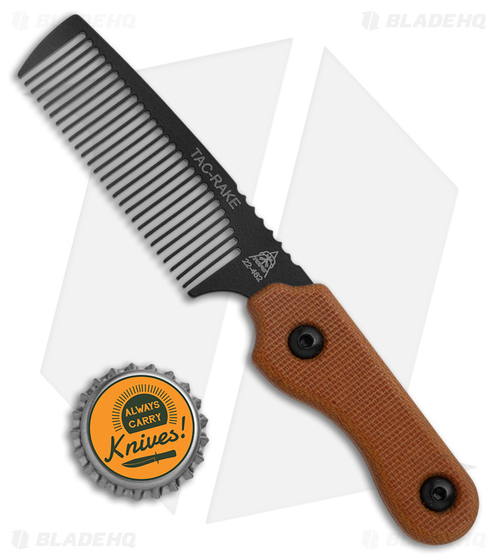TOPS Knives Tac-Rake Comb Brown Micarta w/ Leather Sheath (Black)