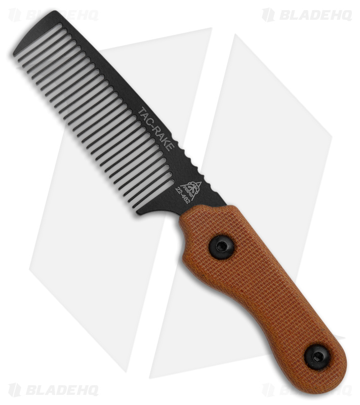 TOPS Knives Tac-Rake Comb Brown Micarta w/ Leather Sheath (Black)