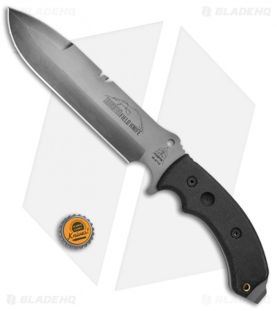 TOPS Knives Tahoma D/E Field Knife Black Canvas Micarta (8.3" Gray) TAHO-BC