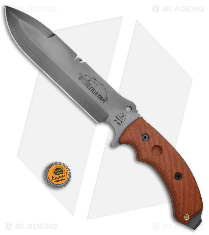 TOPS Knives Tahoma S/E Field Knife Tan Canvas Micarta (8.3" Gray) TAHO-02