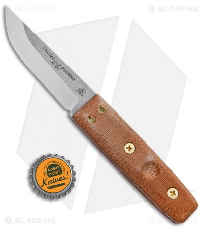 TOPS Knives Tanimboca Puukko Knife Tan Canvas Micarta (3.6" Satin)