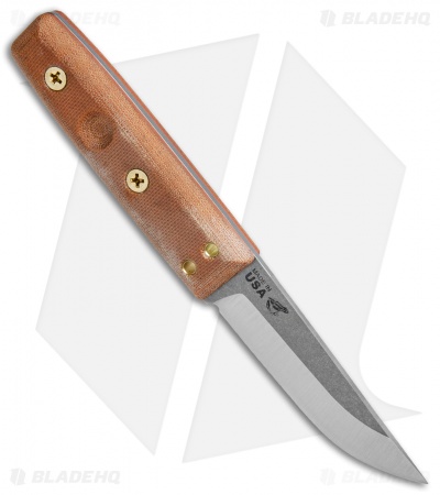 TOPS Knives Tanimboca Puukko Knife Tan Canvas Micarta (3.6" Satin)