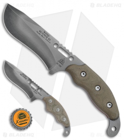 TOPS Knives  Wind Runner SRE Fixed Blade Combo Green Micarta (Black River Wash)