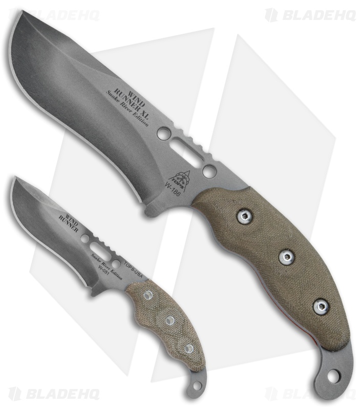 TOPS Knives  Wind Runner SRE Fixed Blade Combo Green Micarta (Black River Wash)