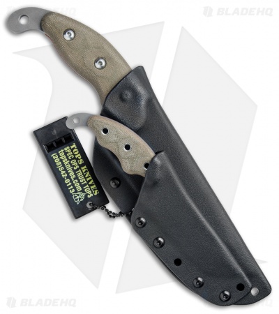 TOPS Knives  Wind Runner SRE Fixed Blade Combo Green Micarta (Black River Wash)