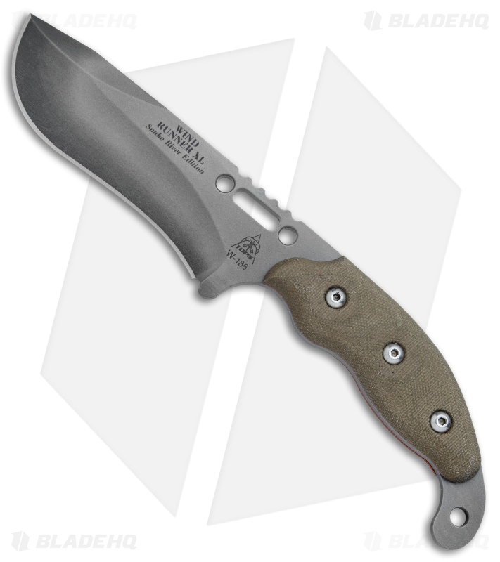 TOPS Knives  Wind Runner SRE Fixed Blade Combo Green Micarta (Black River Wash)