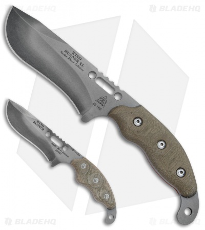 TOPS Knives  Wind Runner SRE Fixed Blade Combo Green Micarta (Black River Wash)