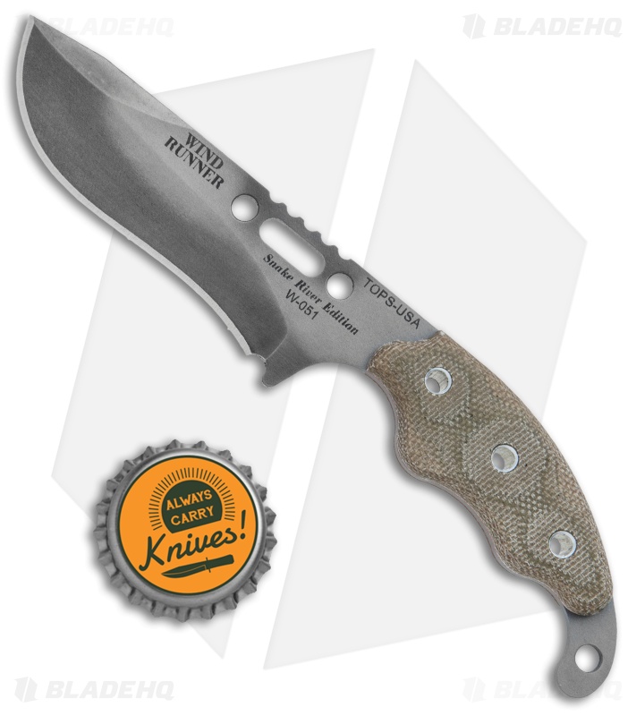 TOPS Knives Wind Runner SRE Fixed Blade Green Micarta (3" Black River Wash)