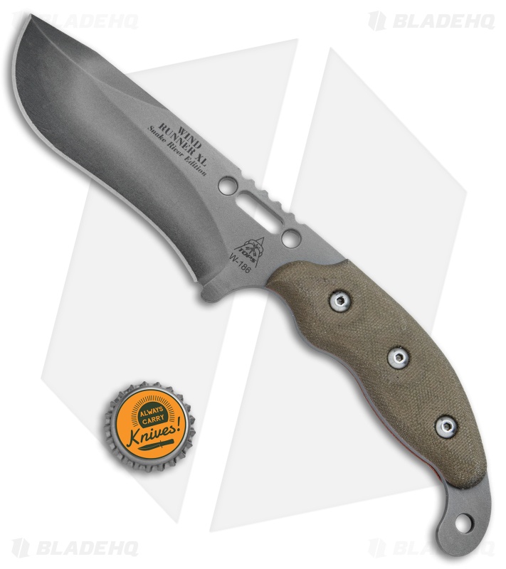 TOPS Knives Wind Runner XL SRE Fixed Blade Green Micarta (5.2" Black River Wash)
