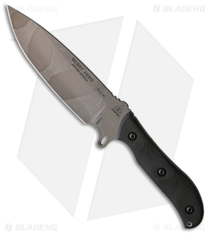 TOPS Silent Hero Knife Black Smooth Micarta -Camo - Blade HQ