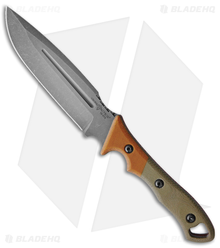 TOPS Viking Tactics Norseman Fixed Blade Knife Tan/Green Micarta (5.88" Acid)
