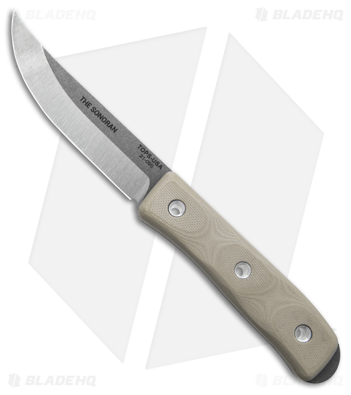 TOPS Knives Sonoran Fixed Blade Knife Tan G-10 (3.75" Gray) TSNRN-01