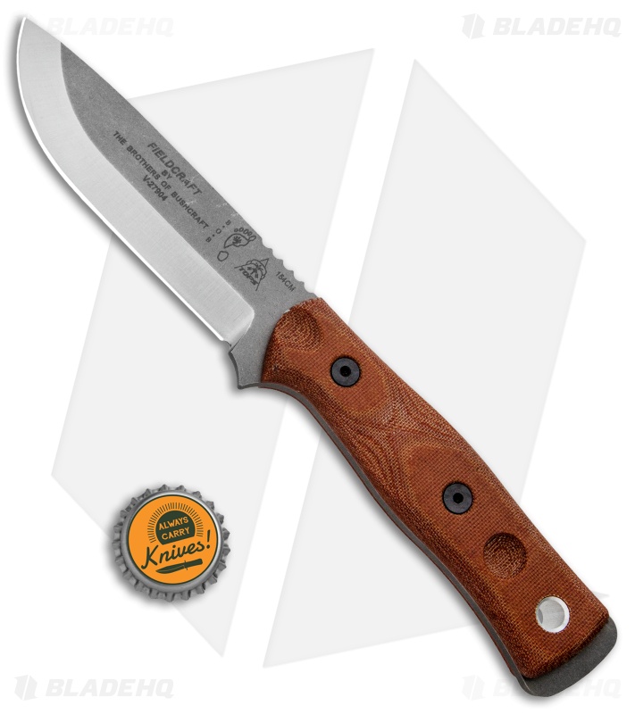 TOPS Knives BOB Fieldcraft Knife Coyote Tan Canvas Micarta (4.625" Gray)