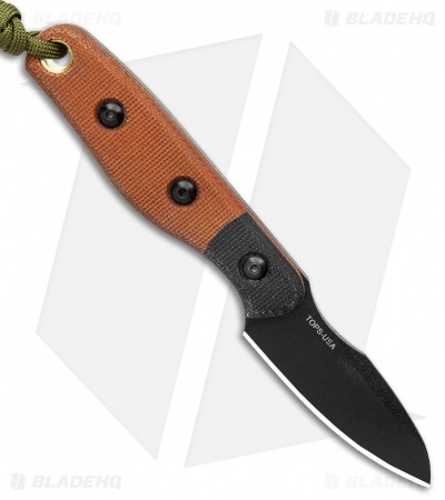 TOPS Knives Hornero Fixed Blade Knife Tan/Black Canvas Micarta (3" Black)