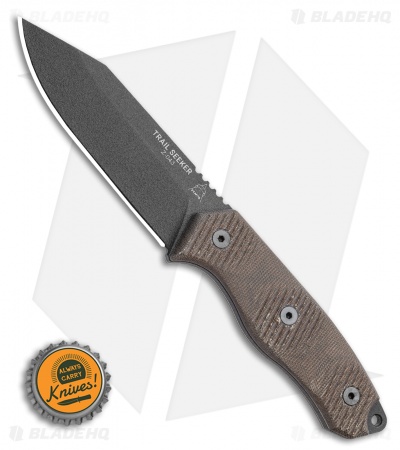 TOPS Knives Trail Seeker Fixed Blade Knife Green Canvas Micarta (4.5" black)