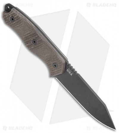 TOPS Knives Trail Seeker Fixed Blade Knife Green Canvas Micarta (4.5" black)