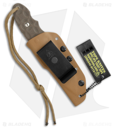 TOPS Knives C.A.T.  Fixed Blade Knife Green Micarta (3.25 Tan) 200S-04