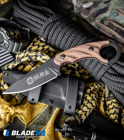 TOPS Knives C.U.T. 4.0 Combat Utility Tool Knife Micarta (4.25" Black)