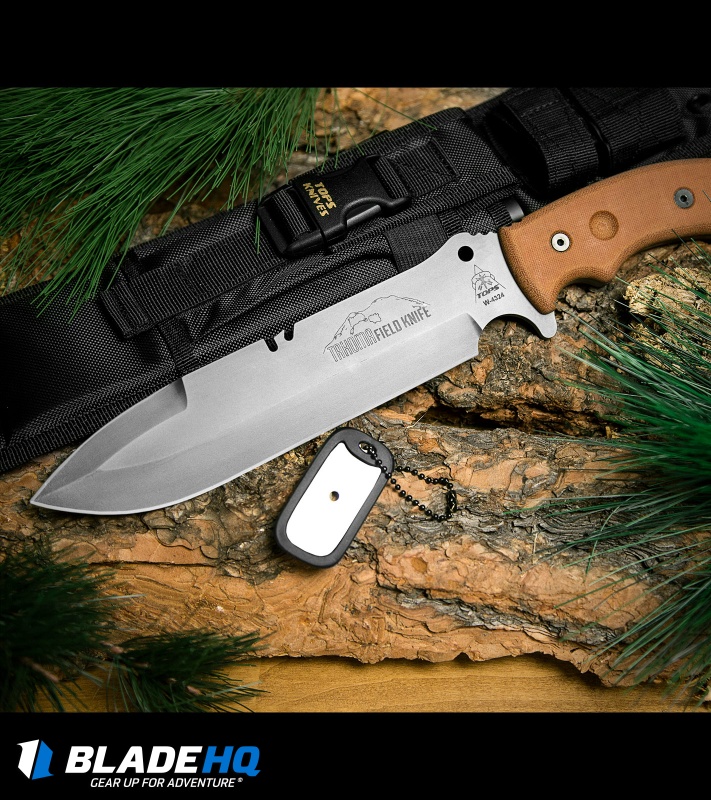 TOPS Knives Tahoma S/E Field Knife Tan Canvas Micarta (8.3" Gray) TAHO-02