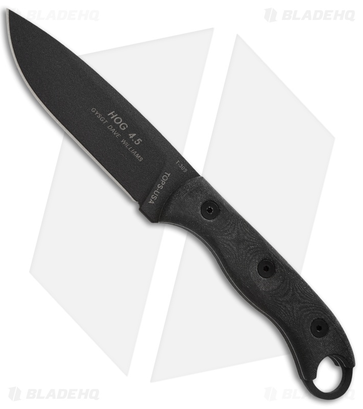 TOPS Knives Hunter of Gunmen HOG Knife Micarta (4.5" Black) HOG-4.5