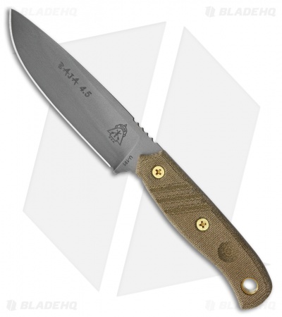 TOPS Knives Baja 4.5 Fixed Blade Knife Green Micarta (4.875" Black River Wash)