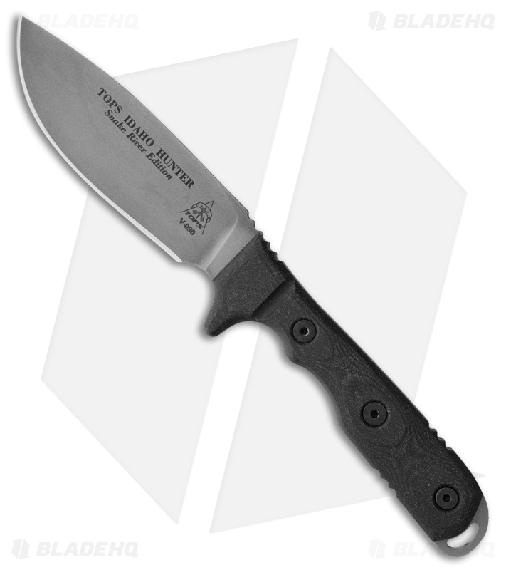 TOPS Knives Idaho Snake River Hunter Fixed Blade Knife Black Micarta (4.75 Gray)