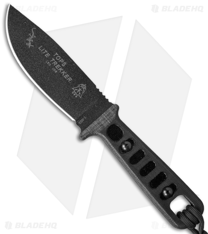 TOPS Knives Lite Trekker Fixed Blade Knife Black Micarta (4.25" Black) 