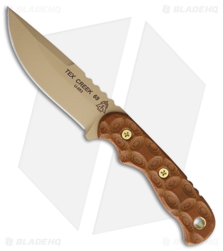 TOPS Knives Tex Creek 69 Fixed Blade Knife Tan Micarta (4.125