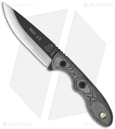 TOPS Knives Mini Scandi Knife 2.5 Black Micarta (3" Black) MSK-2.5BLM