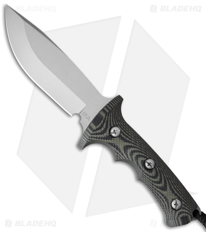 Treeman Knives Combat Hunter Fixed Blade Knife Black/Green G10 (5.5" Silver)