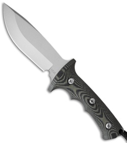 Treeman Knives Combat Hunter Fixed Blade Knife Black/Green G10 (5.5" Silver)