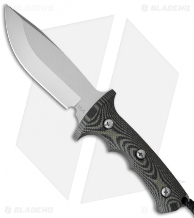 Treeman Knives Combat Hunter Fixed Blade Knife Black/Green G10 (5.5" Silver)