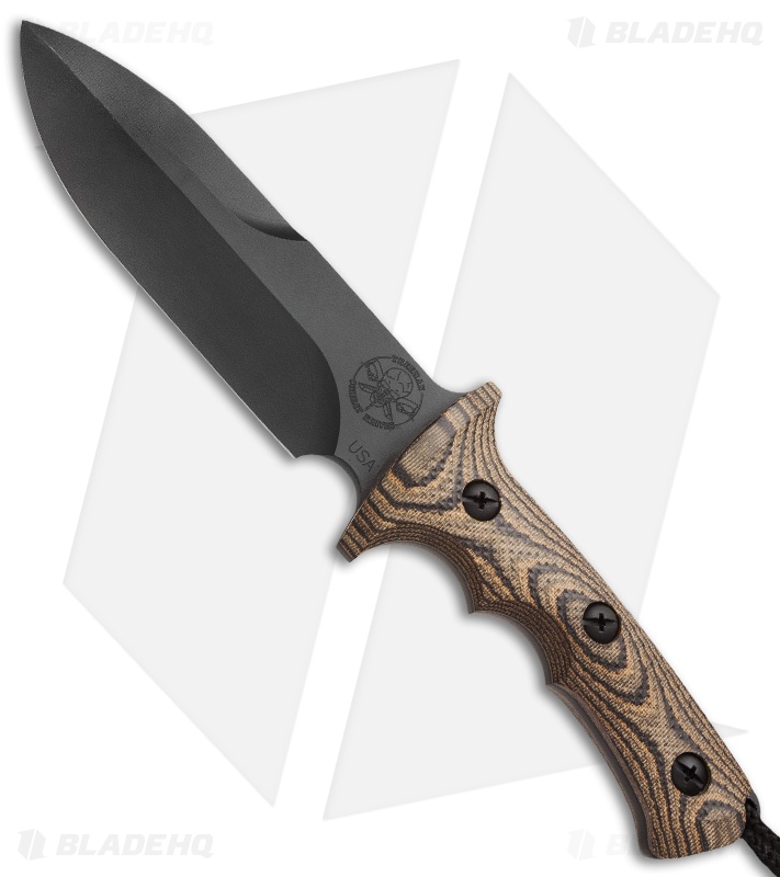 Treeman Knives 2nd Gen LRRP Spear Point Fighter Knife Camo G-10 (6" Black)