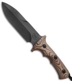 Treeman Knives 2nd Gen LRRP Spear Point Fighter Knife Camo G-10 (6" Black)