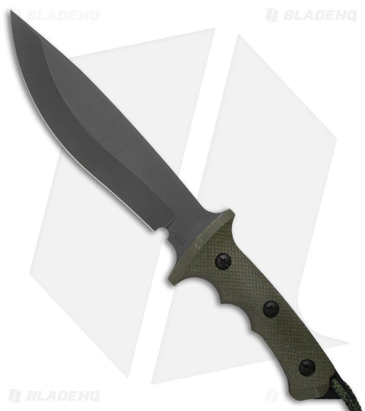 Treeman Knives Original 8" Combat Bowie Knife Green Micarta (Black)