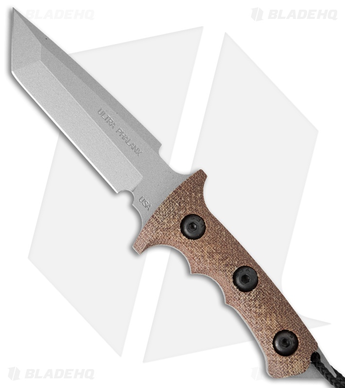 Treeman Knives Mini Ultra Phalanx Neck Carry Knife Brown Micarta (3" Silver)