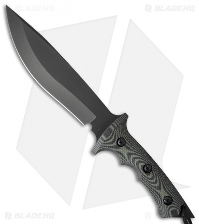 Treeman Knives Original Combat Bowie Knife Black/OD Green G10 (8" Black Plain)