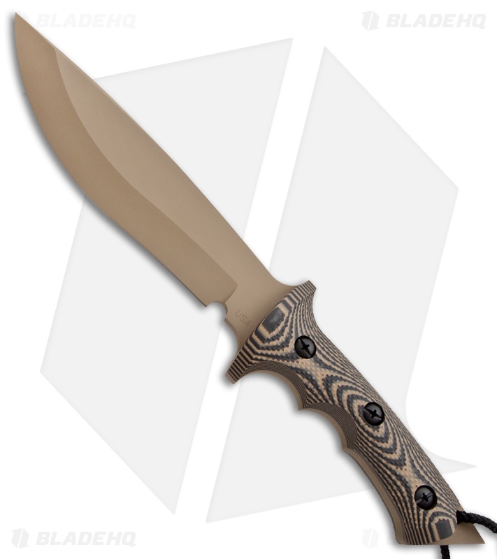 Treeman Knives Original 8" Combat Bowie Knife Black/Brown G10 (Coyote Brown)