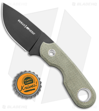 Viper Knives Berus Fixed Blade Knife Drop Point Green Micarta (2.6" DLC)