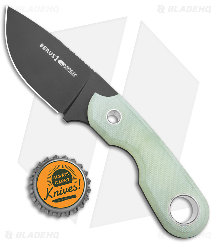 Viper Knives Berus Fixed Blade Knife Drop Point Jade G-10 (2.6" DLC)
