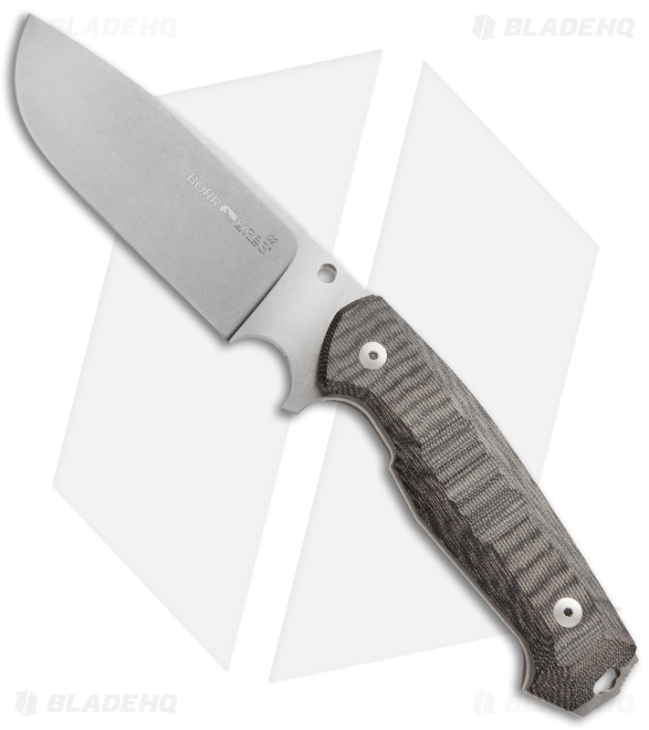 Viper Borr Fixed Blade Knife Black Micarta (4.875" Stonewash) VT4008SWCB